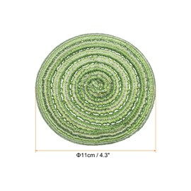 HARFINGTON 6pcs Round Braided Placemats 4" Non-Slip Round Table Mats for Dining Tables Washable Heat Insulation Woven Placemats Indoor Outdoor for Family Holiday Dinner, Green
