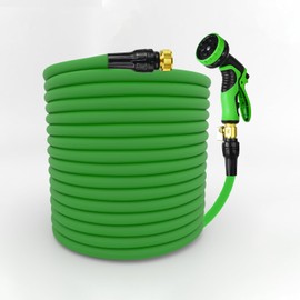 Garden Hose 100FT Water Hose with Nozzle,Flexible Lightweight Garden Hose for OutdoorUse, Watering, and Cleaning (Green)
