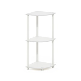 Furinno Turn-N-Tube 3-Tier Corner Display Rack Multipurpose Shelving Unit, White/White