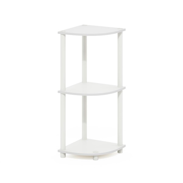 Furinno Turn-N-Tube 3-Tier Corner Display Rack Multipurpose Shelving Unit, White/White