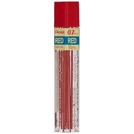 Pentel Lead Refill, .7mm, 12/TB, Red (PENPPR7)