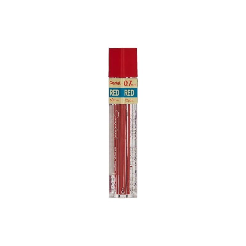 Pentel Lead Refill, .7mm, 12/TB, Red (PENPPR7)