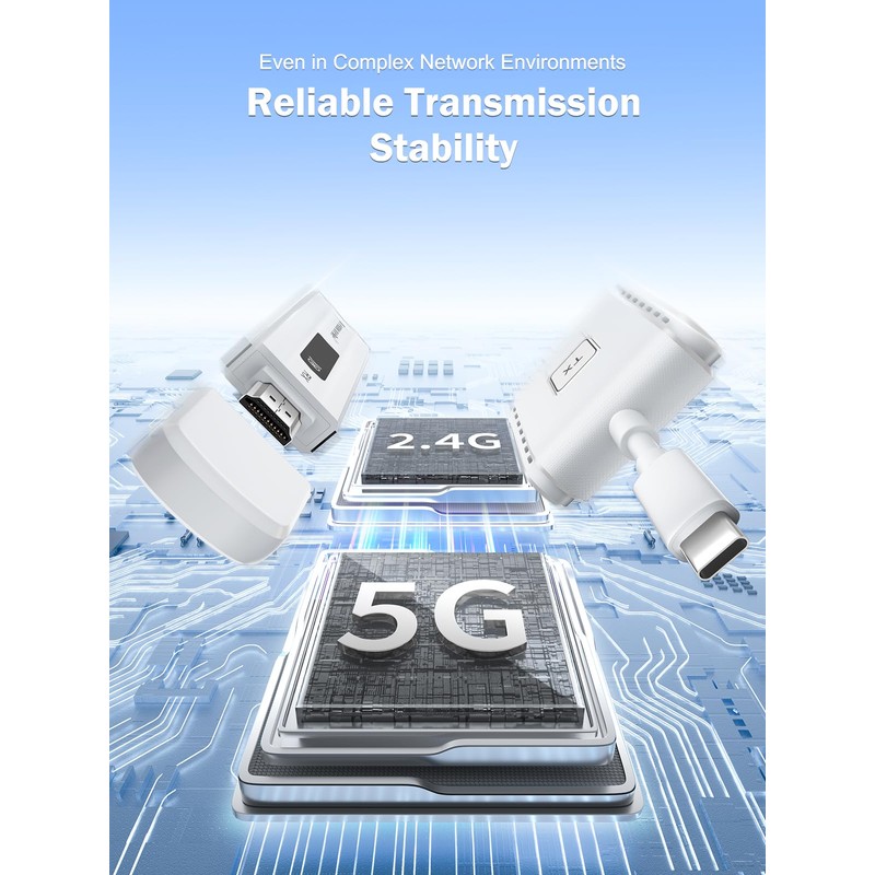 Lemorele Wireless USB-C Transmitter and HDMI Receiver Kit 164FT Range,