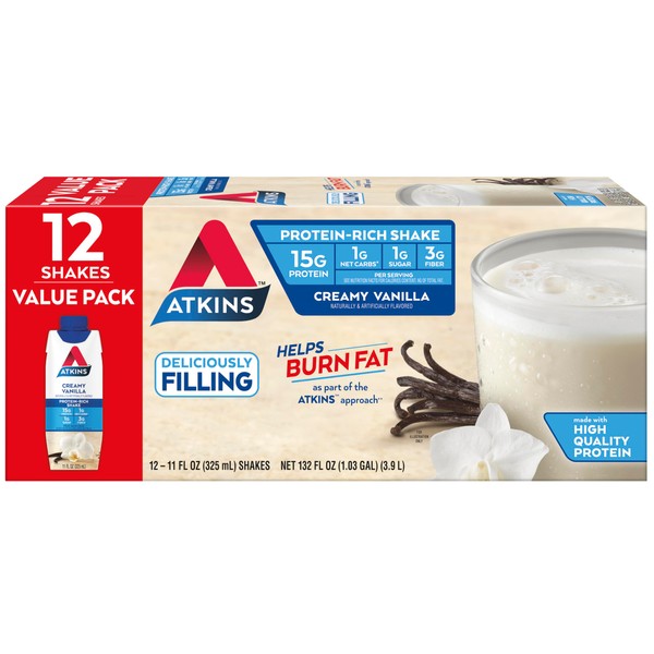 Atkins Atkins Creamy Vanilla Protein Shake, 15g Protein, Low Glycemic,