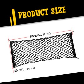 Car Rear Cargo Net, Trunk Cargo Storage Net with Hooks, Cargo Storage Elastic Mesh Net Organizer Car Interior Accessories Universal Fit for Cars, Trucks, SUVs (35.43 "x15.74)