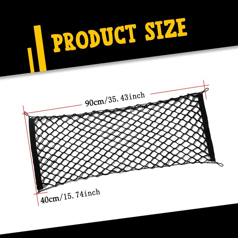 Car Rear Cargo Net, Trunk Cargo Storage Net with Hooks,