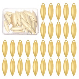 PATIKIL Fishing Lure Blades, 40 Pack 1" x 0.3" Fishing Spinner Baits Willowleaf Lure Spinner Making Part with Plastic Storage Box for Bait Fish Accessories, Gold Tone