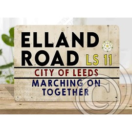 Leeds Metal Sign, Elland Road Sign Marching on together | Leeds Fan gift Elland Road Wall art decor