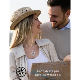 Birthday Gifts for Wife Compass Birthstone Necklace for Women Wife Birthday Gift Ideas,Anniversary Jewelry for Wife Christmas Gifts Ideas Sterling Silver Necklace for Wife from Husband North Star Necklace I'd be Lost Without You