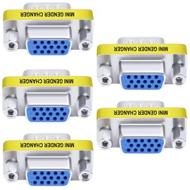 Ganasome 5Pcs HD DB15 VGA Female to Female Null Modem Serial Cable Coupler Gender Changer Adapter