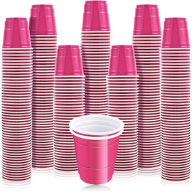 ausurme 200Pcs 2 oz Shot Cups,Plastic Shot Glasses,Pink Glasses Disposable,Mini Party Cup,Disposable Plastic Shot Cups for Drinking Birthday Party Tasting Serving Samples and Tastings (Pink)