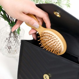 Mini Travel Bamboo Hair Brush, Anti-Static Small Detangling Brushes Detangler Mini Combs Bamboo Brush Pocket Travel Small Paddle Brushes for Thick Curly Thin Long Short Wet or Dry