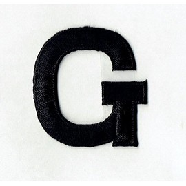 1-7/8" Black Letters & Numbers, Iron on Patch, Embroidered (Letter G)