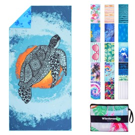 Winthome Beach Towel Waterless Eco Duplex Print Beach Towel Microfibre Large Quick Drying Lightweight Sand-Free Bath Towel for Beach Swimming Sauna Camping with Bag Oeko (180 x 90 cm, 1 Pack)