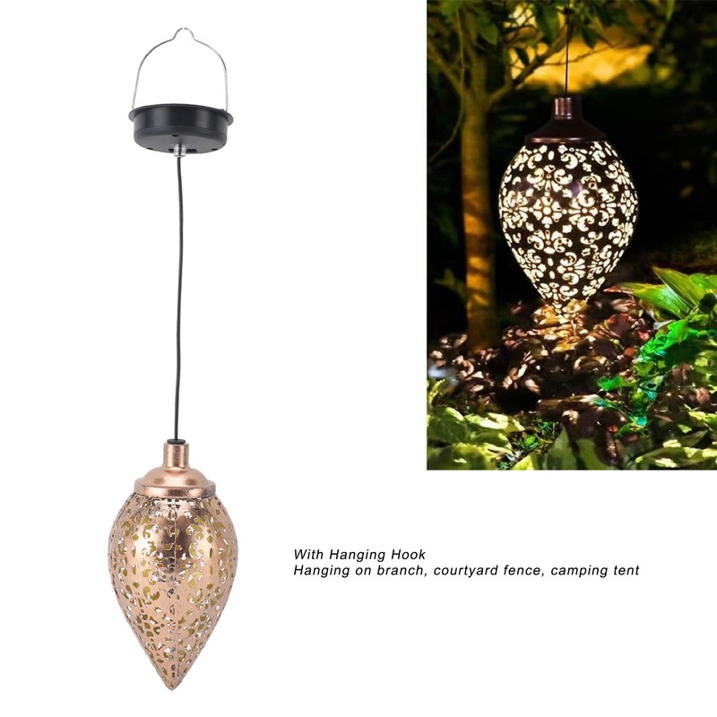 Solar Powered Patio Lamp LED Hanging Light Retro Decorative Lantern
