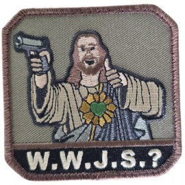 MILSPEC MONKEY MSM W.W.J.S.? JESUS CHRIST MILSPEC MONKEY MILITARY TACTICAL FOREST HOOK PATCH