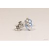 Sterling Silver Light Blue Pearl Stud Earrings Wire Wrapped Handmade