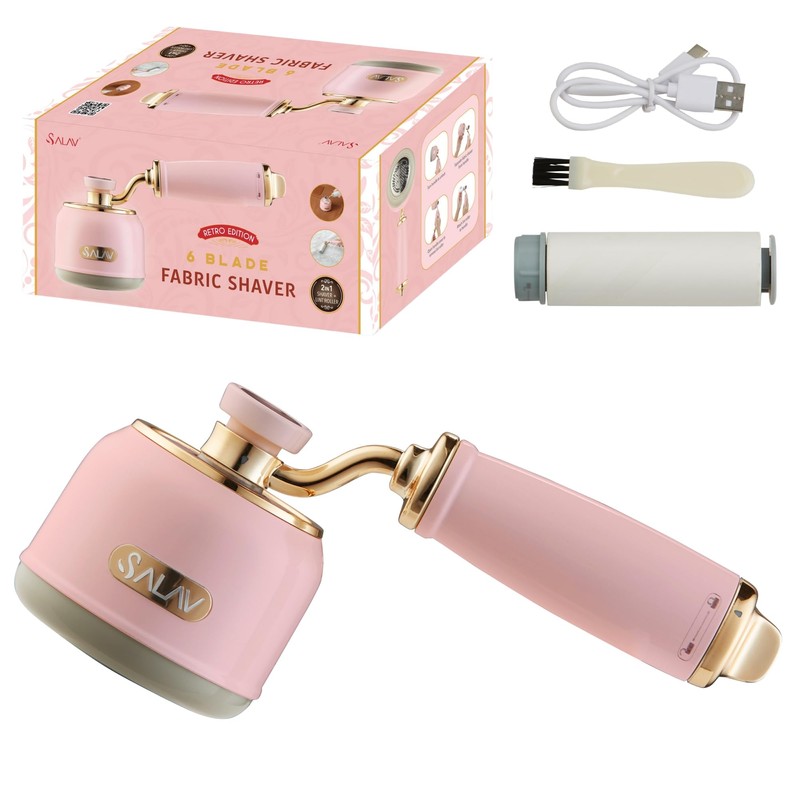 SALAV® Retro Edition 2-in-1 Rechargeable Fabric Shaver and Lint Roller,