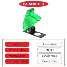 MKBKLLJY MKBKLLJY 10Pcs 12mm/0.47inch Mounting Hole Transparent Green Safety Flip Covers Dustproof Waterproof Plastic Cap Aircraft Guard Cover for Toggle Bat-Handle Switch Heavy Duty Toggle Rocker Switch