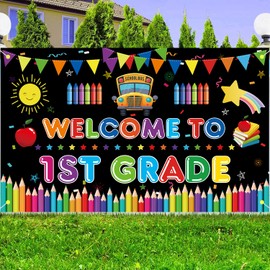 Welcome to 1st Grade Banner, Large Size First Day of School Decorations Backdrop, Welcome Back to School, First Day of Kindergarten, 1st Grade Classroom Decorations Supplies