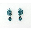 Faship Statement Teal Premium Rhinestone Crystal Dangling Floral Clip On