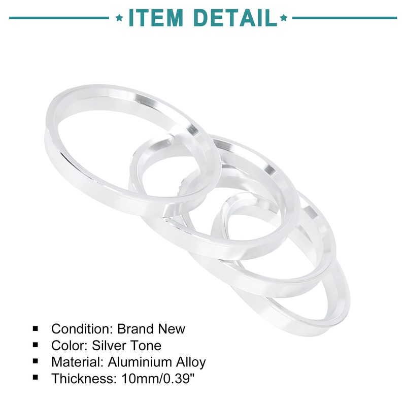 ACROPIX 73.1 to 64.1 mm Hub Centric Rings Silver Tone