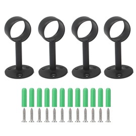 4PCS Ceiling Curtain Rod Brackets, 32mm Stainless Steel Flange Rod Bracket for Curtain Shower Curtain Rod (Black)