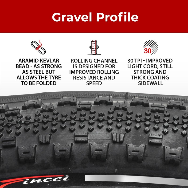 Fincci Pair Reflective 700 x 38c 40-622 Gravel Tyres with
