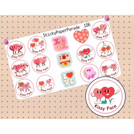 Homemade Kissy Face Planner Stickers #106 / Planner Stickers  / Valentines Stickers