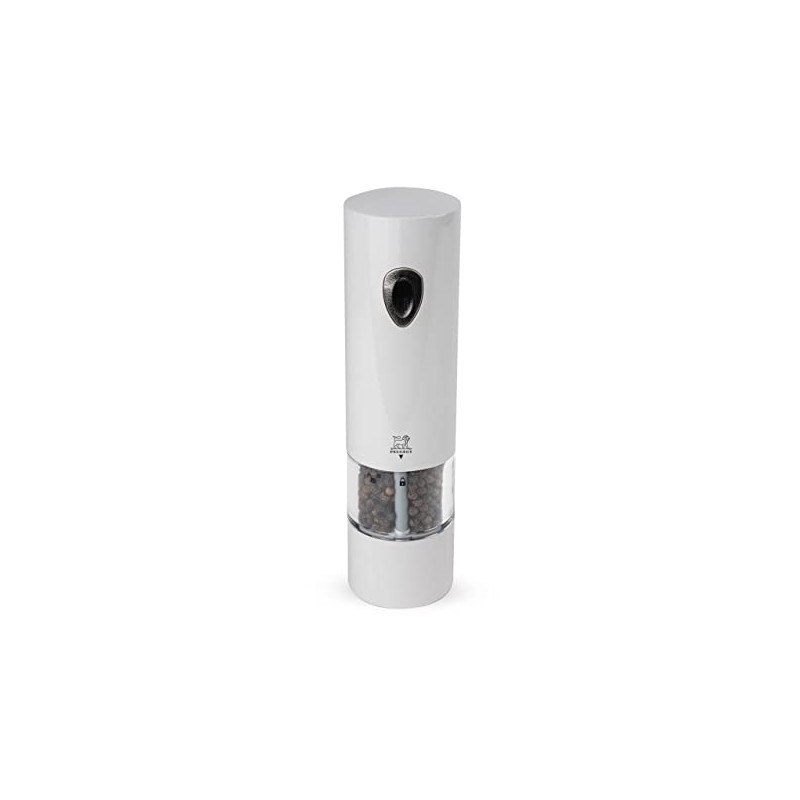 Peugeot PHENIX White Lacquered Stainless Steel Electric Adjustable Pepper Mill,