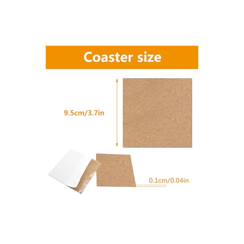 150 Pcs self Adhesive Cork Coasters Bulk,4"x 4" Coaster Bottoms