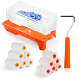 Paint Roller, 2 Inch Small Paint Roller Kit with High-Density Foam Paint Roller, Microfiber Paint Rollers, Paint Tray, Paint Tray Liner, Roller Frame, Pack of 19