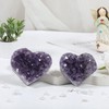 TUMBEELLUWA Heart Shaped Amethyst Crystal Cluster Geode Decorative Rock Raw
