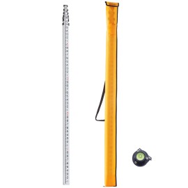 25-Foot Aluminum Grade Rod 6 Sections Telescopic 1/10ft Double-Sided Scale Leveling Stick All Aluminum Measuring Instrumentspecification: 25 ft-10 ths