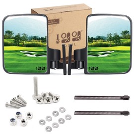 Golf Cart Side Mirrors Compatible with Yamaha Club Car EZ-GO and Others Round or Square Tube Golf Cart Roof Bracket, No-drilling Required (Option)