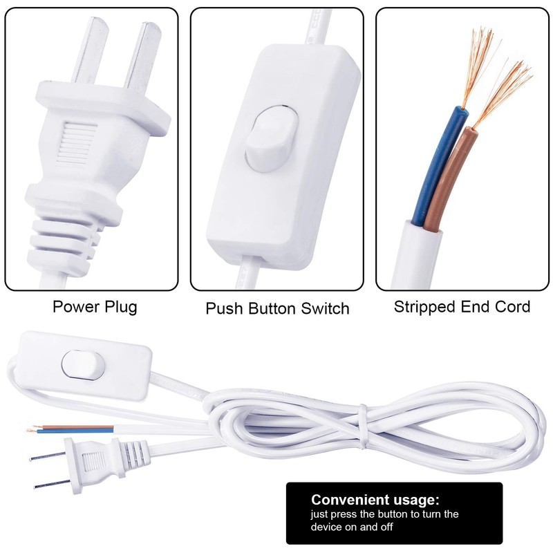 10 Packs Lamp Cord Set with Plug and Switch Pure