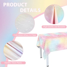 Andiker Plastic Table Cloths for Parties Disposable, Shiny Waterproof and Easy Clean Plastic Rectangle Tablecloth for Gathering Birthday Party Wedding Iridescent Party Decorations (Gradient)