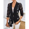 GORGLITTER Women's Sheer Lace Jacket Blazer Long Sleeve Open Front