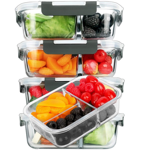 M MCIRCO [5-Pack, 36 oz] Glass Meal Prep Containers 3