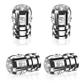 QUARKACE Tire Valve Caps, Bling Valve Stem Caps with Sparkly Rhinestones, Tire Caps 4 pack for Cars SUVs Trucks Motorcycles Bikes, Anti-fading Coating, Corrosion Resistant, Air Leakproof - Silver