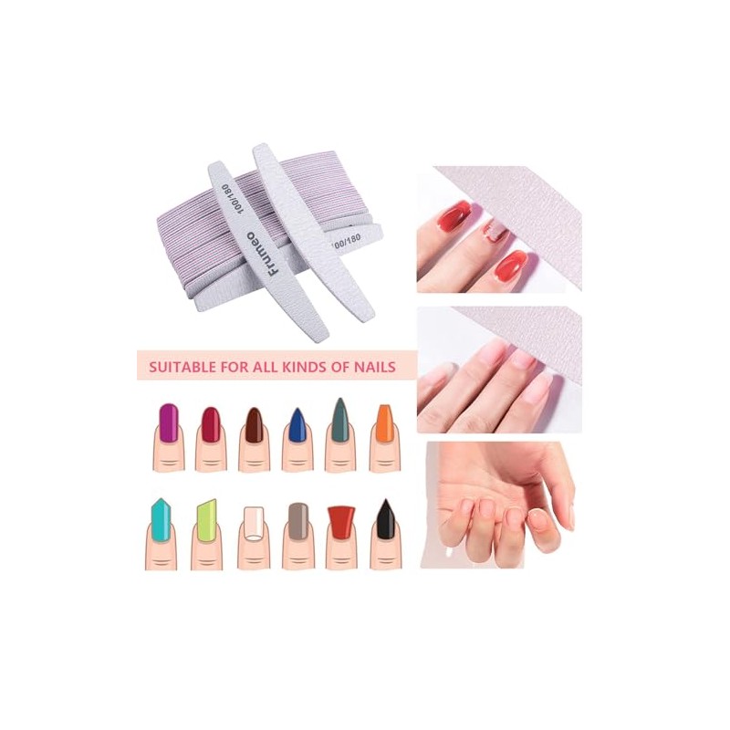 16 limas de uñas profesionales de grano 100/180, lavables, reutilizables