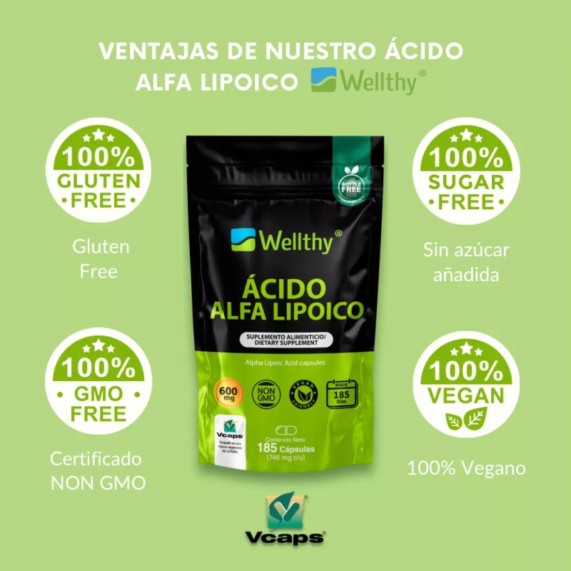 Wellthy Ácido Alfa Lipoico 600 Mg. 185 Cápsulas Wellthy Sabor