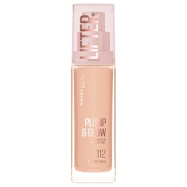 Maybelline Lifter Plump & Glow Foundation, Liquid Foundation with 2% Niacinamide + Hyaluronic Acid, Plumping and Brightening Face Makeup, 112, 1 Count