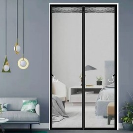 Magnetic Roll-Type Mosquito Net for Apartment Entrance Doors 03 Entrance Mosquito Net - Black - Small