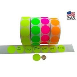Preferred Postage Supplies Coding Labels - 1 1/2 Inch Round Multicolor Bright Fluorescent 6000 Stickers