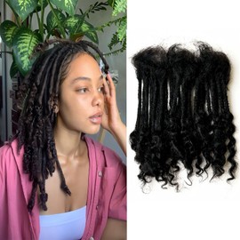 0.4cm Width Dreadlock Extensions 10 inch 30 Strands 100% Permanent Human Hair Loc Extension with Curly Ends Natural Black Curly Locs Human Hair