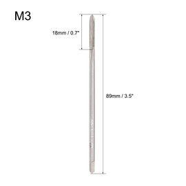sourcing map Metric Thread Tap M3 x 0.5 H2 89mm Extra Long Straight Flute Screw Thread Milling Machine Taps Threading Tapping Repair Tool