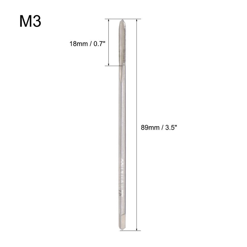 sourcing map Metric Thread Tap M3 x 0.5 H2 89mm