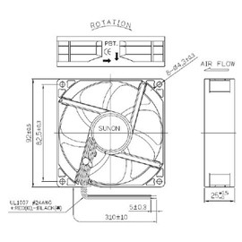 Sunon EE92251S31000U999 Fan 12 V DC 1.24 W 92 x 92 x 25 mm 67.1 m³/h 67.1 m³/h 67.1 m³/h