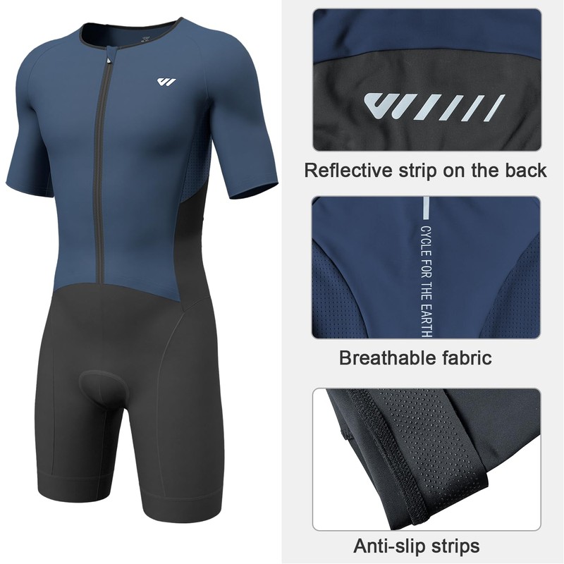 Wulibike Triathlon Suit Men's Trisuit Short Sleeve High Elasticity Breathable